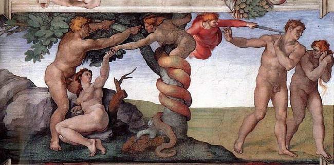 Michelangelo Buonarroti The Fall and Expulsion from Garden of Eden Sweden oil painting art